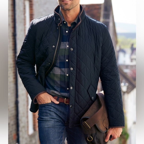 Barbour Powell Quilted Jacket Men's XXL Navy Blue Barn Outdoor
